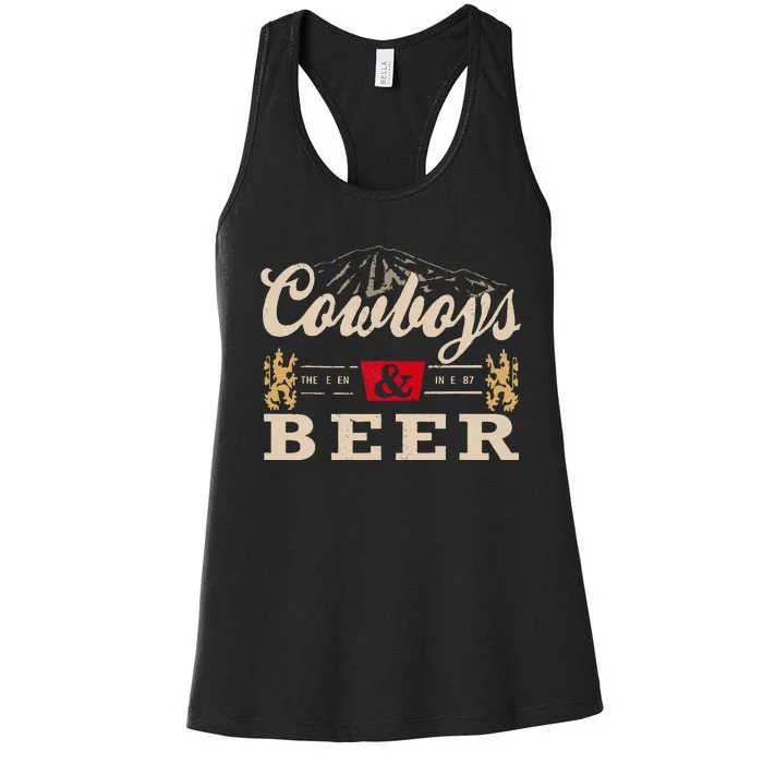 Vintage Cowboys Western And Beer Cowboy Lovers Women's Racerback Tank