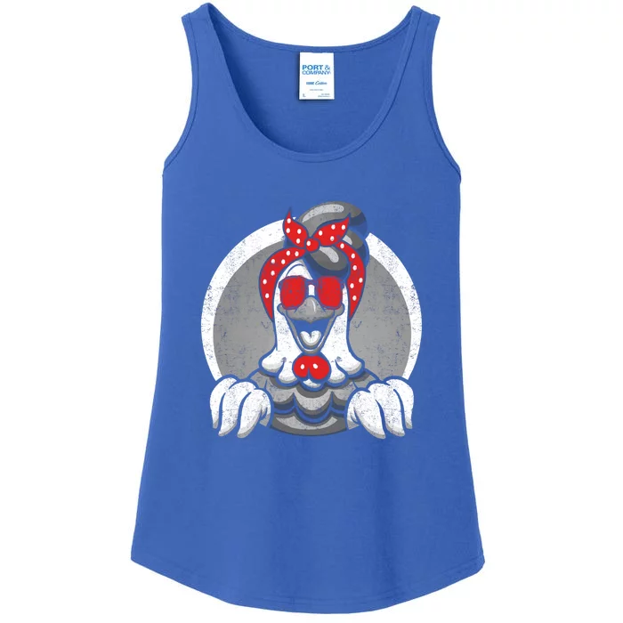 Vintage Chicken With Headband Bandana Funny Hen Gift Ladies Essential Tank