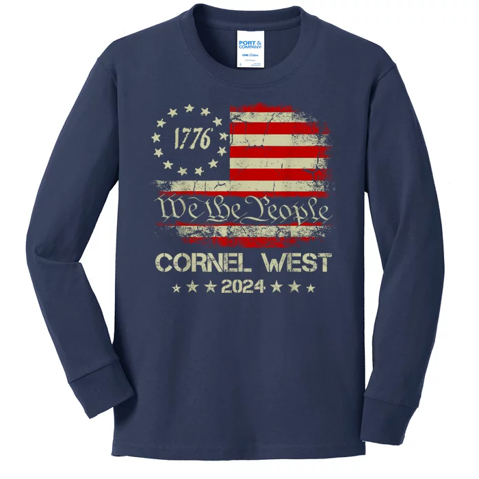 Vote Cornel West For President True West 2024 Kids Long Sleeve Shirt