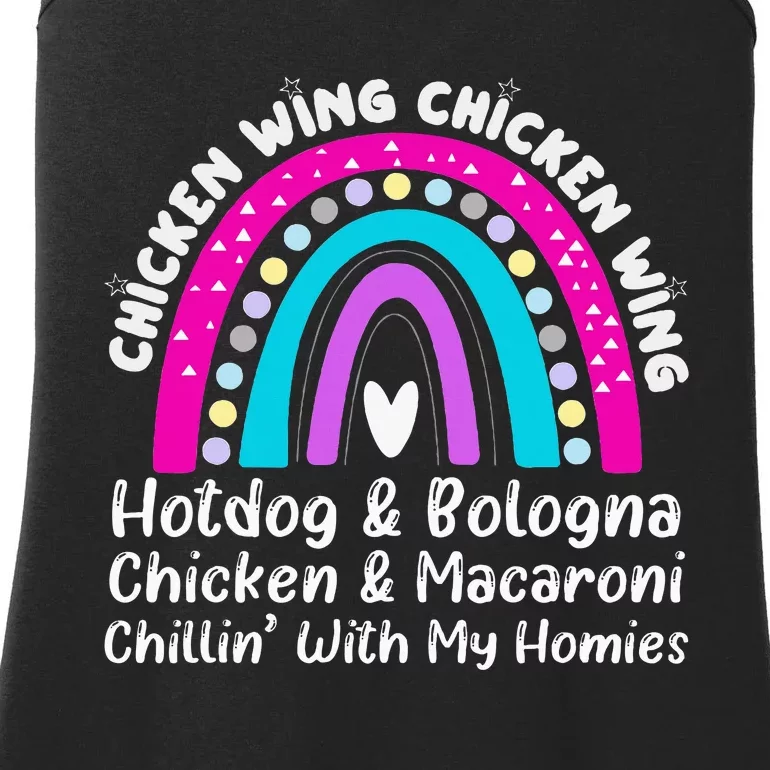 Viral Chicken Wing Chicken Wing Hot Dog Bologna Song Lyric Ladies Essential Tank