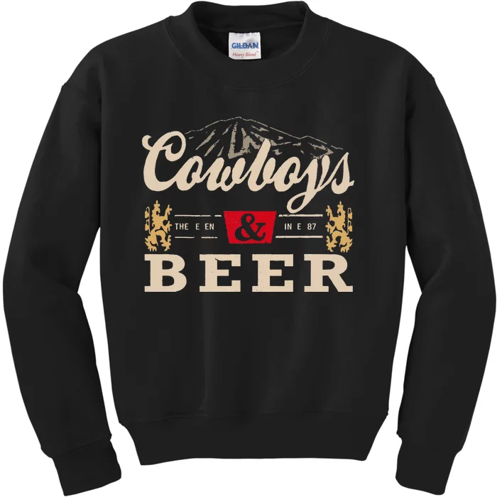 Vintage Cowboys Western And Beer Cowboy Lovers Tees Kids Sweatshirt