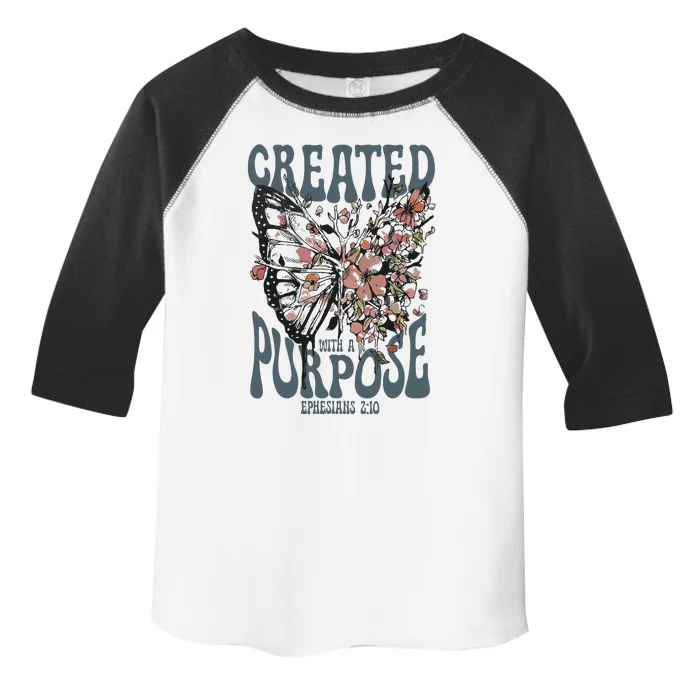 Vintage Created With A Purpose Butterfly Floral Toddler Fine Jersey T-Shirt