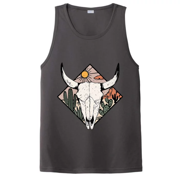 Vintage Country Western Desert Bull Cool Country Bull Head Performance Tank