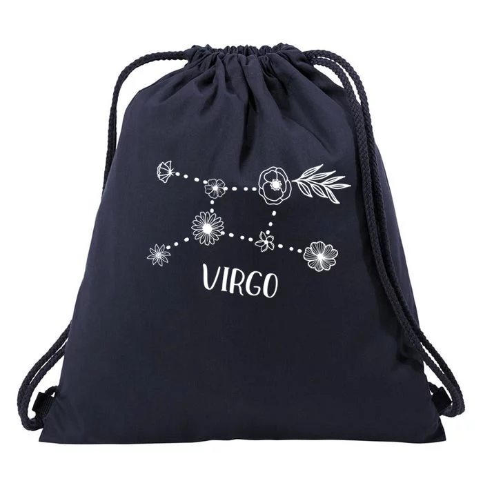 Virgo Constellation Zodiac Floral Cool Gift Drawstring Bag