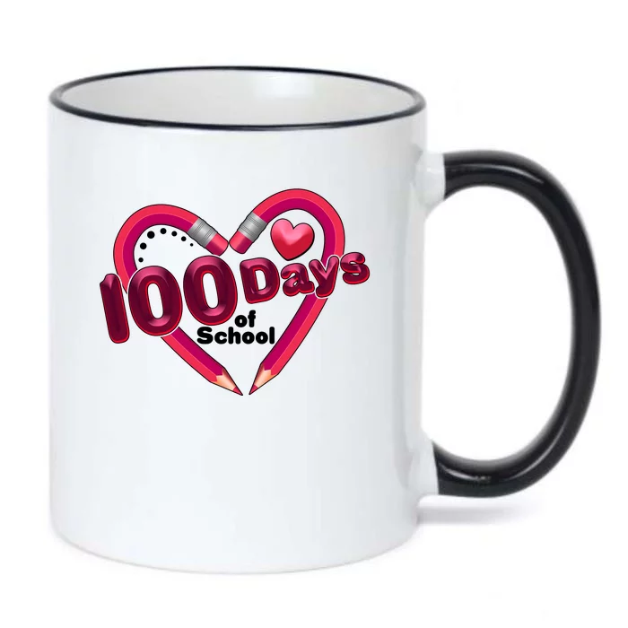 Valentines Day 100 Days Of School Black Color Changing Mug