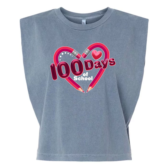 Valentines Day 100 Days Of School Garment-Dyed Women's Muscle Tee