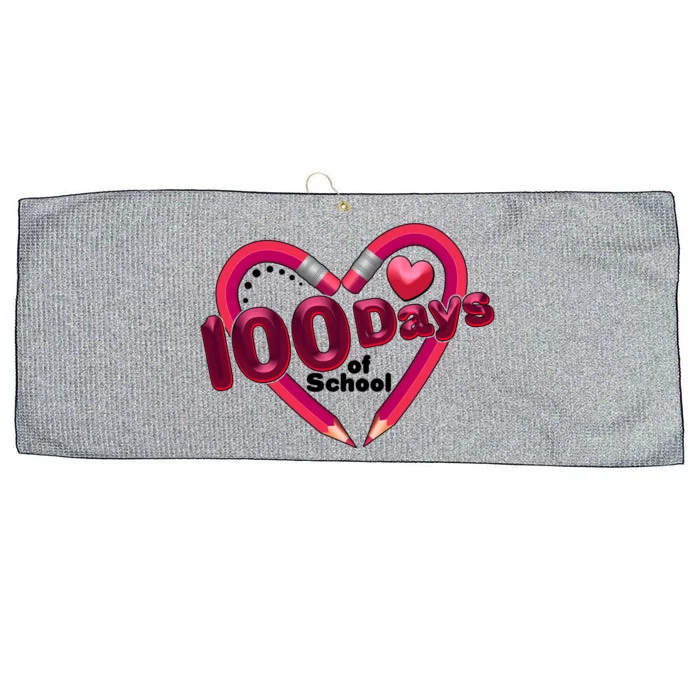 Valentines Day 100 Days Of School Large Microfiber Waffle Golf Towel