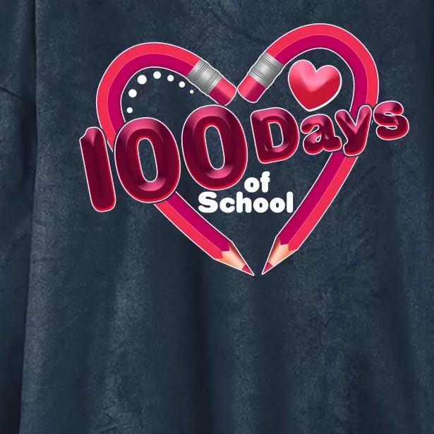 Valentines Day 100 Days Of School Hooded Wearable Blanket