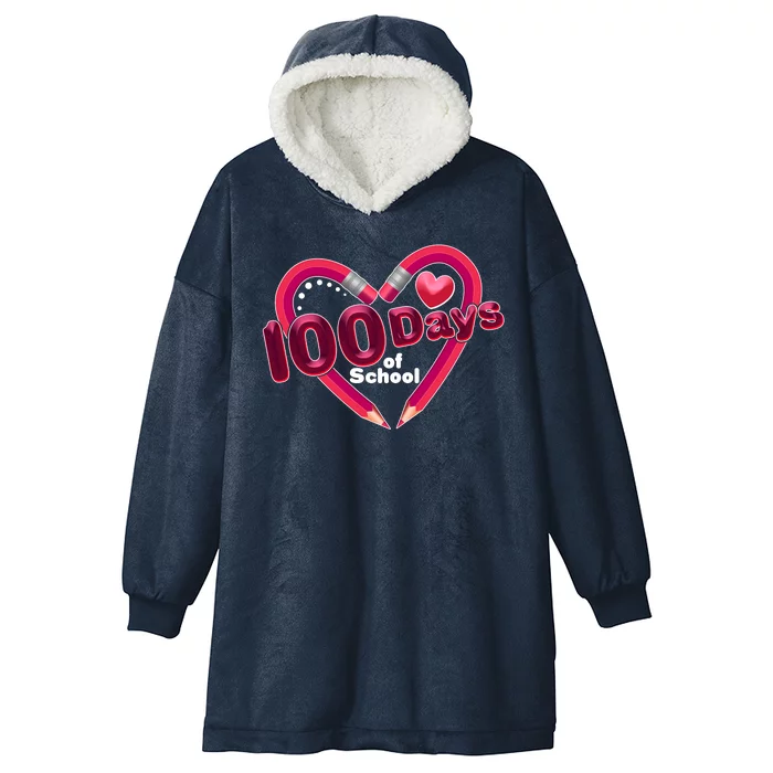 Valentines Day 100 Days Of School Hooded Wearable Blanket