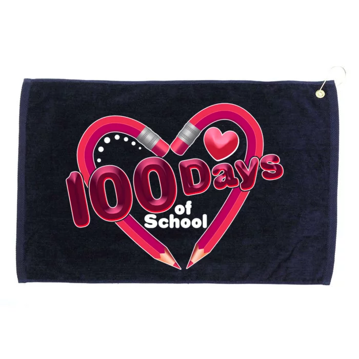 Valentines Day 100 Days Of School Grommeted Golf Towel