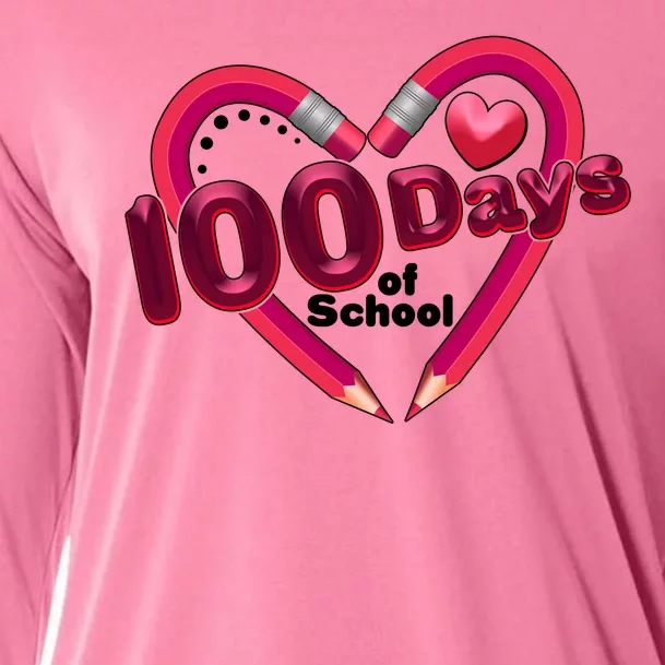 Valentines Day 100 Days Of School Cooling Performance Long Sleeve Crew