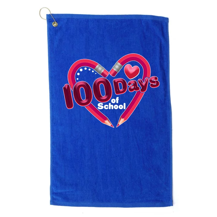 Valentines Day 100 Days Of School Platinum Collection Golf Towel