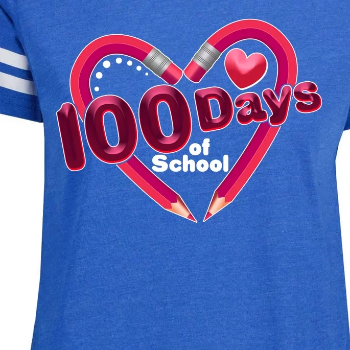 Valentines Day 100 Days Of School Enza Ladies Jersey Football T-Shirt