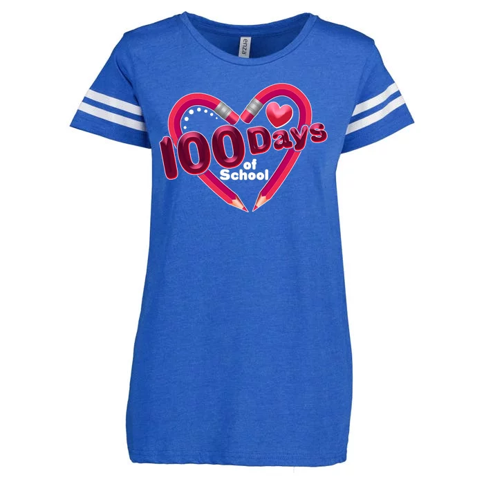 Valentines Day 100 Days Of School Enza Ladies Jersey Football T-Shirt