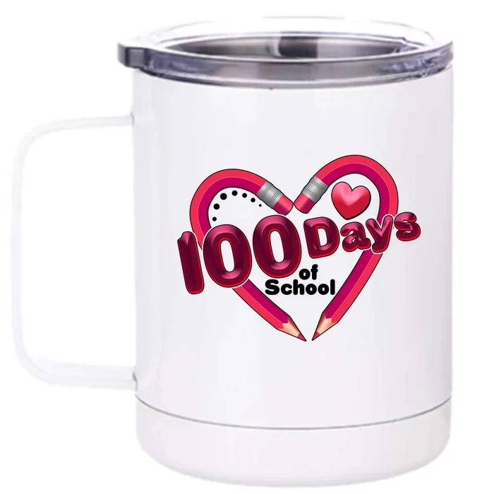 Valentines Day 100 Days Of School Front & Back 12oz Stainless Steel Tumbler Cup