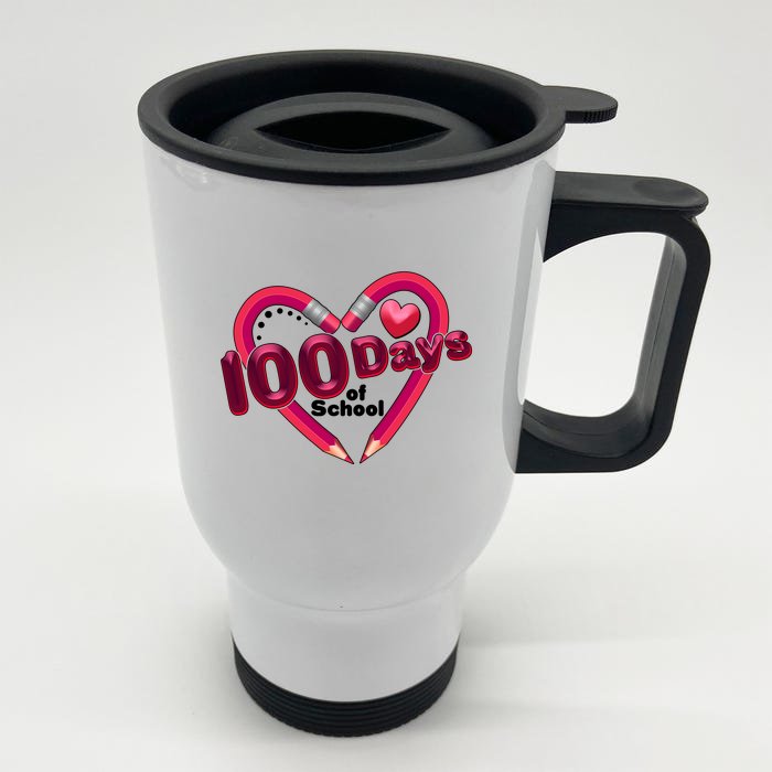 Valentines Day 100 Days Of School Front & Back Stainless Steel Travel Mug