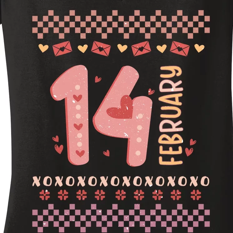 Valentine's Day 14th February Women's V-Neck T-Shirt