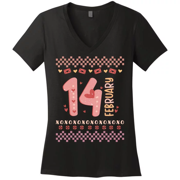 Valentine's Day 14th February Women's V-Neck T-Shirt