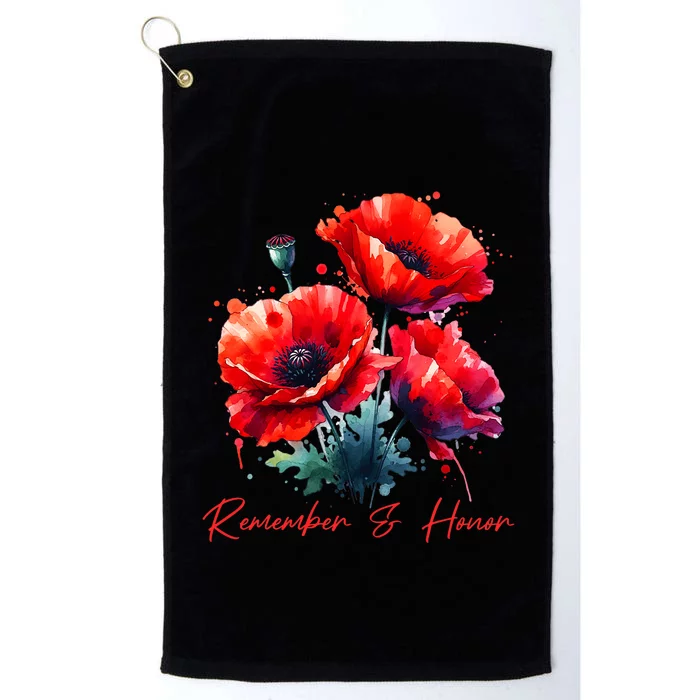 Veterans Day 2024 Usa Memorial Day Red Poppy Flower Military Platinum Collection Golf Towel