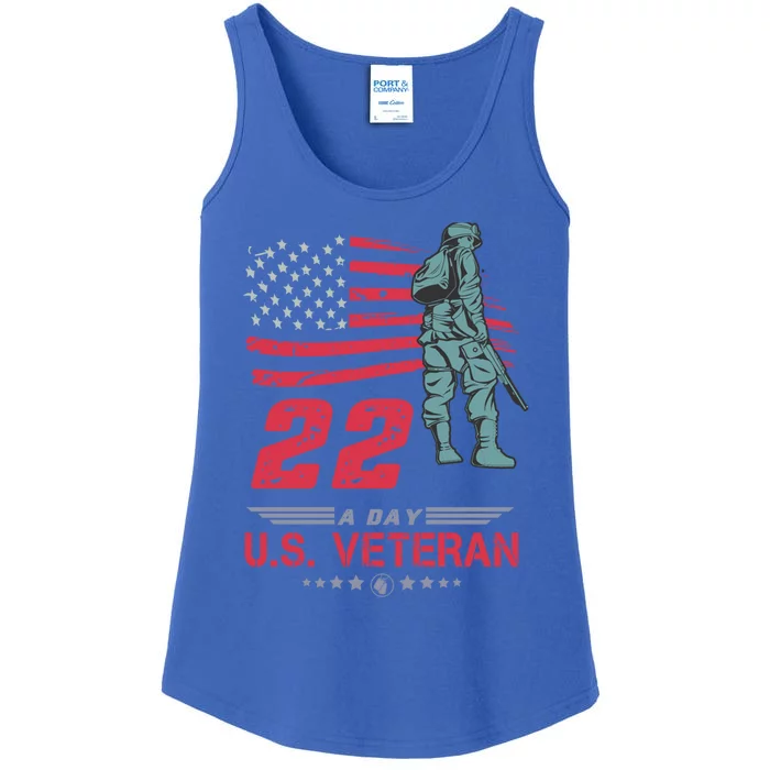 Veteran Day 22 A Day Suicide Awareness Great Gift Ladies Essential Tank