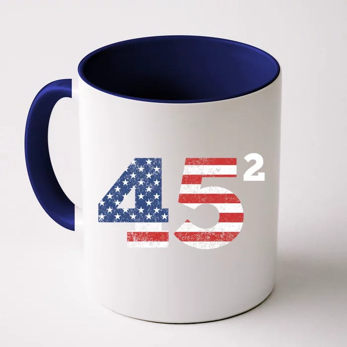 Vintage Distressed 45 Squared Reelect President Trump 2020 Gift Front & Back Coffee Mug