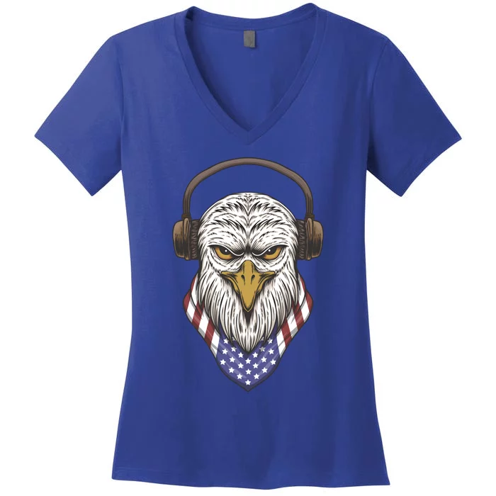 Veterans Day 4th Of July Memorial Day I Love Usa Eagle Meaningful Gift Women's V-Neck T-Shirt