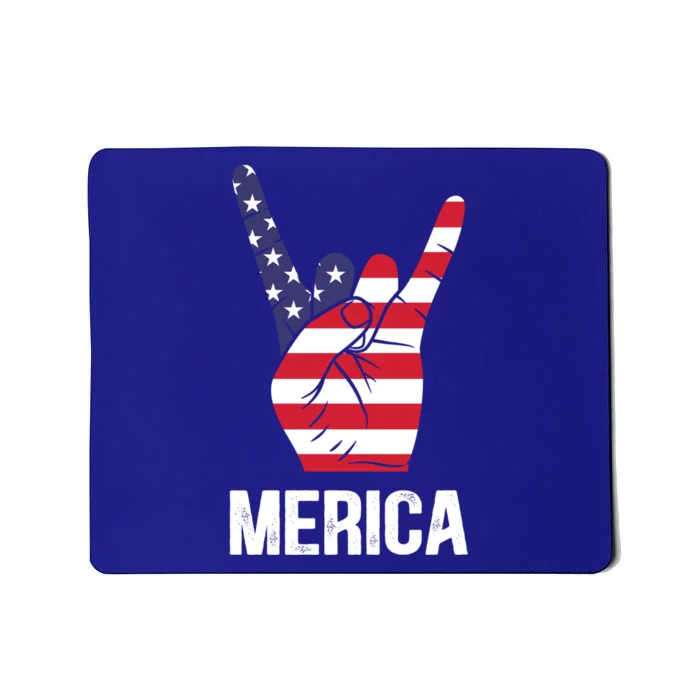 Veterans Day 4th Of July Patriotic I Love Usa Devil Horns Great Gift Mousepad