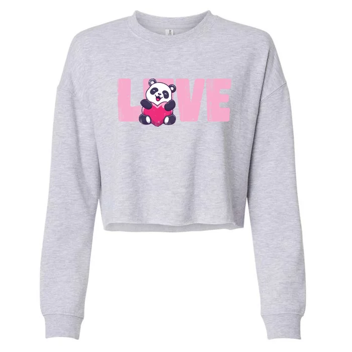 Valentines Day Animal Lover Bamboo Lover Panda Gift Cropped Pullover Crew