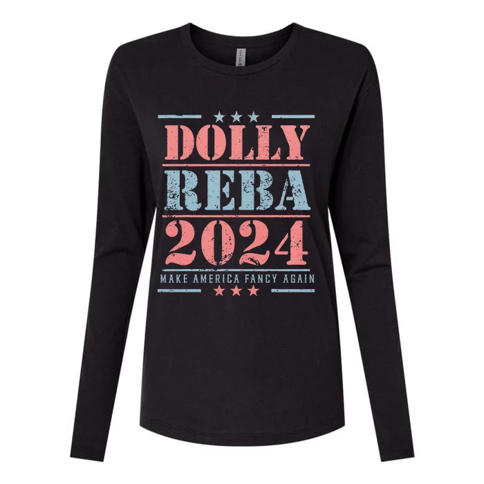 Vintage Dolly And Reba 2024 Make America Fancy Again Womens Cotton Relaxed Long Sleeve T-Shirt