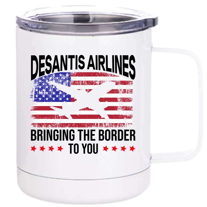 Vintage Desantis Airlines Bringing The Border To You Front & Back 12oz Stainless Steel Tumbler Cup