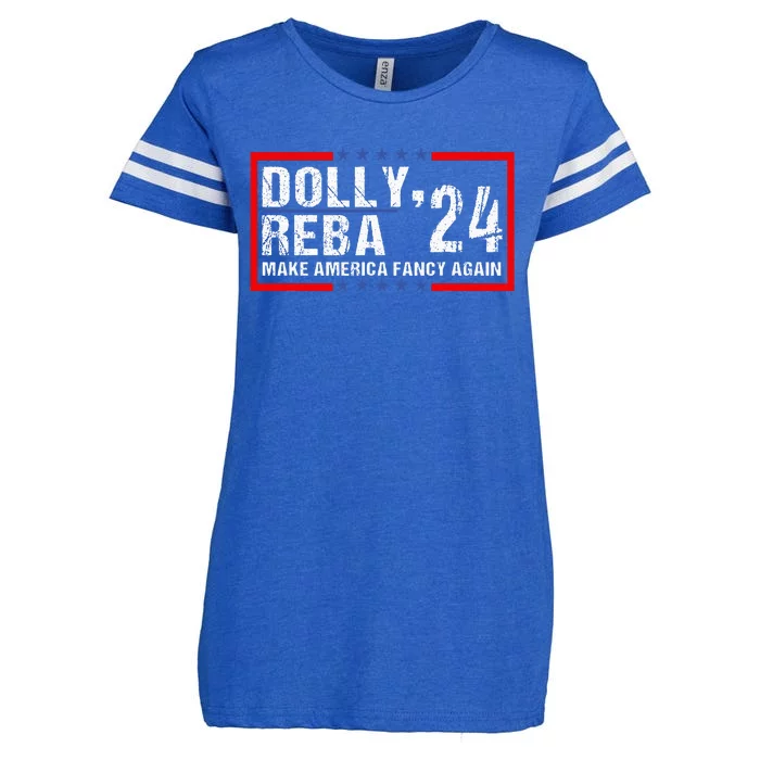 Vintage Dolly And Reba 2024 Make America Fancy Again Enza Ladies Jersey Football T-Shirt