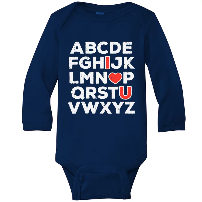 Valentines Day Alphabet ABC I Love You Teacher Wo Baby Long Sleeve Bodysuit