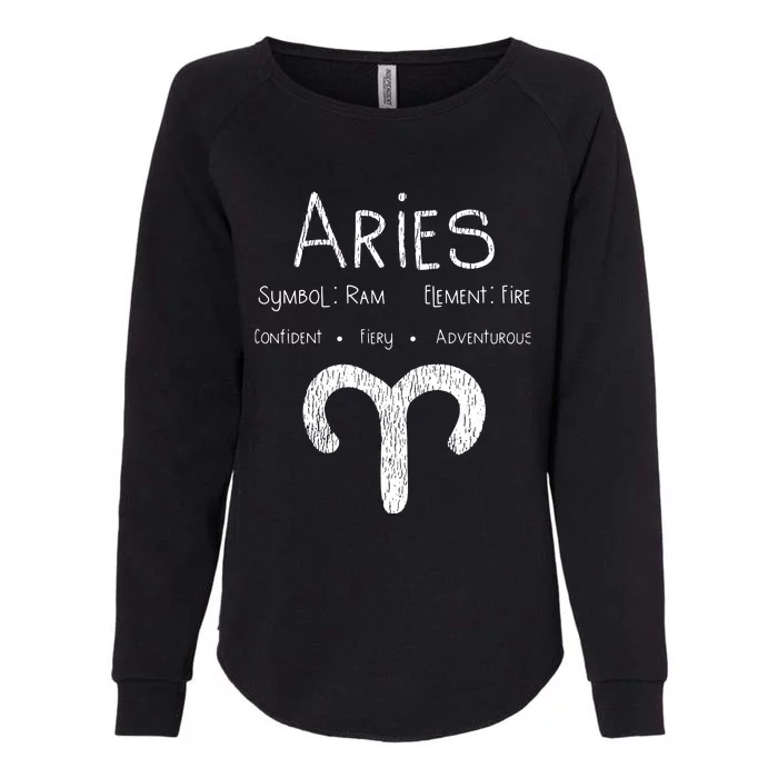 Vintage Distressed Aries Symbol Zodiac Sign Birthday Gift Womens California Wash Sweatshirt