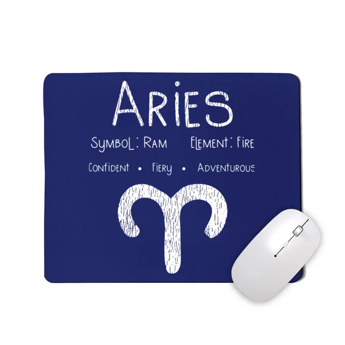 Vintage Distressed Aries Symbol Zodiac Sign Birthday Gift Mousepad