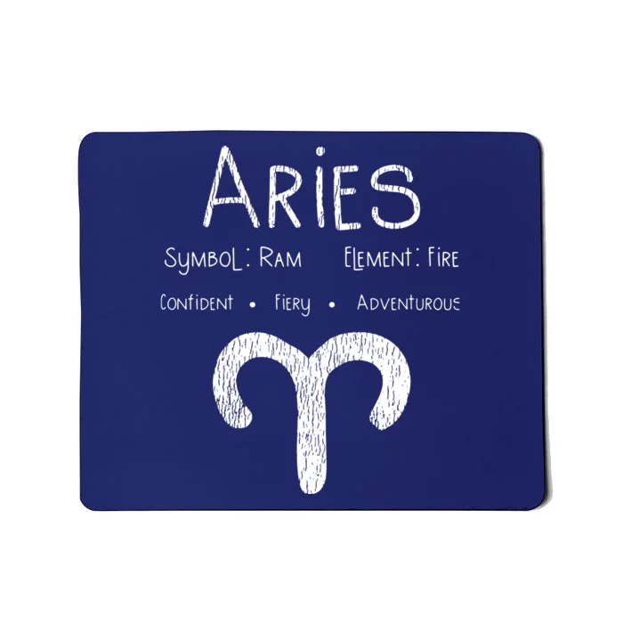 Vintage Distressed Aries Symbol Zodiac Sign Birthday Gift Mousepad