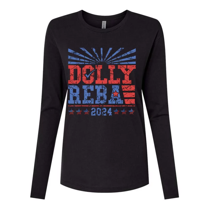 Vintage Dolly And Reba 2024 Make America Fancy Again Womens Cotton Relaxed Long Sleeve T-Shirt