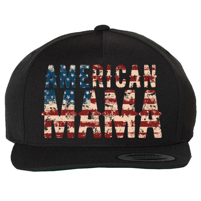 Vintage Distressed American Mama Wool Snapback Cap