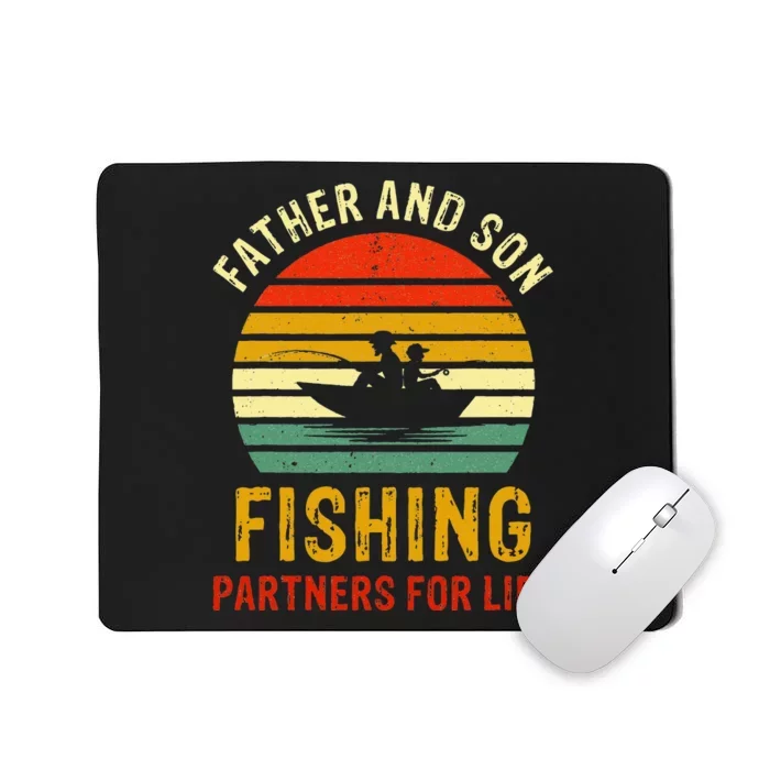 Vintage Dad And Son Fishing Partners For Life Fathers Day Mousepad