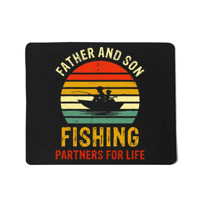 Vintage Dad And Son Fishing Partners For Life Fathers Day Mousepad