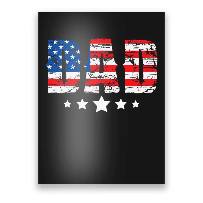 Vintage Dad American Flag Fathers Day USA Dad Poster