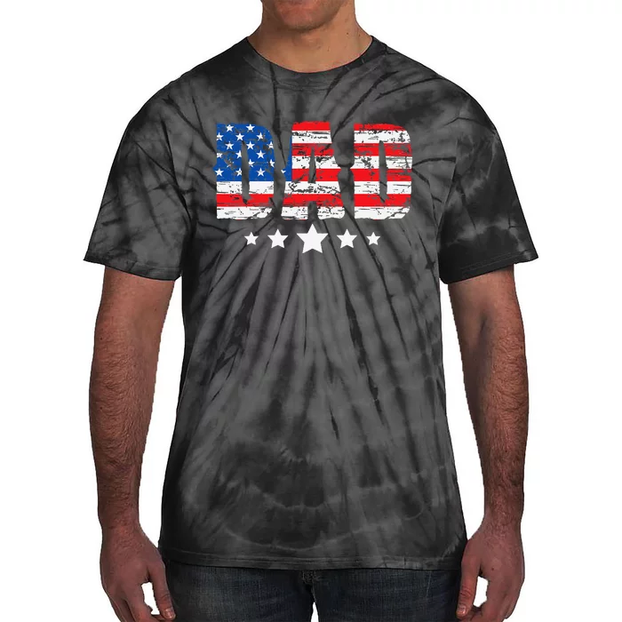 Vintage Dad American Flag Fathers Day USA Dad Tie-Dye T-Shirt