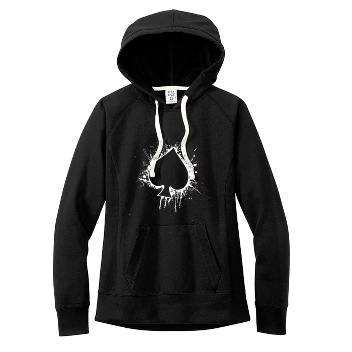 Vintage Distressed Ace of Spades Poker Playing Card Women's Fleece Hoodie