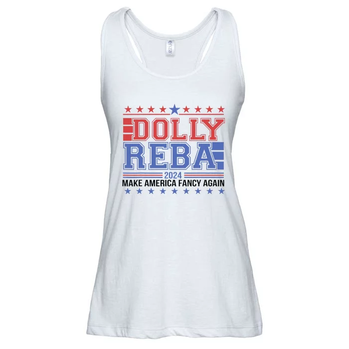 Vintage Dolly And Reba 2024 Make America Fancy Again Ladies Essential Flowy Tank