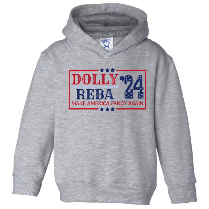 Vintage Dolly And Reba 2024 Make America Fancy Again Toddler Hoodie