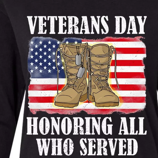 Veterans Day American Flag Veteran Honoring all who served Womens Cotton Relaxed Long Sleeve T-Shirt