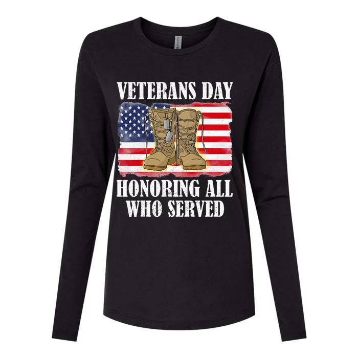 Veterans Day American Flag Veteran Honoring all who served Womens Cotton Relaxed Long Sleeve T-Shirt