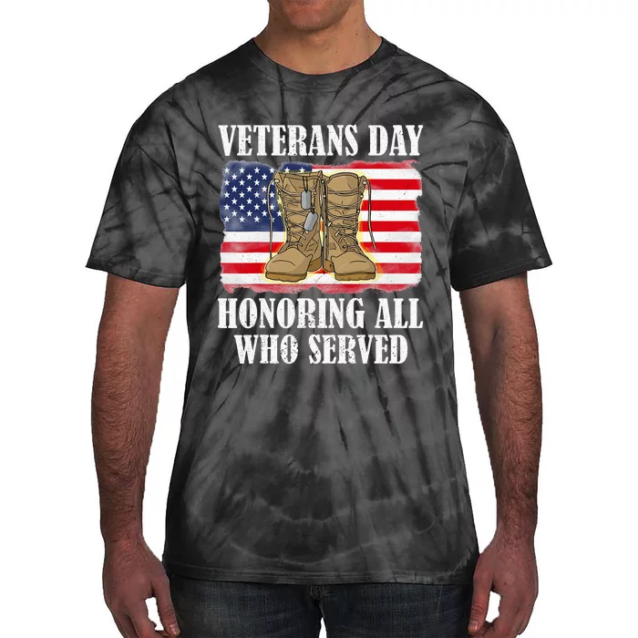 Veterans Day American Flag Veteran Honoring all who served Tie-Dye T-Shirt