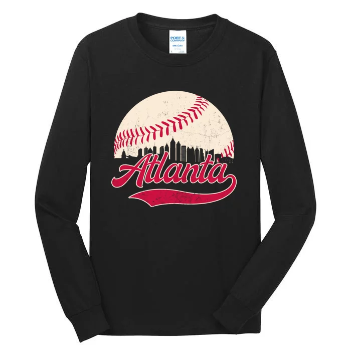 Vintage Distressed Atlanta Skyline Tee Baseball Tall Long Sleeve T-Shirt