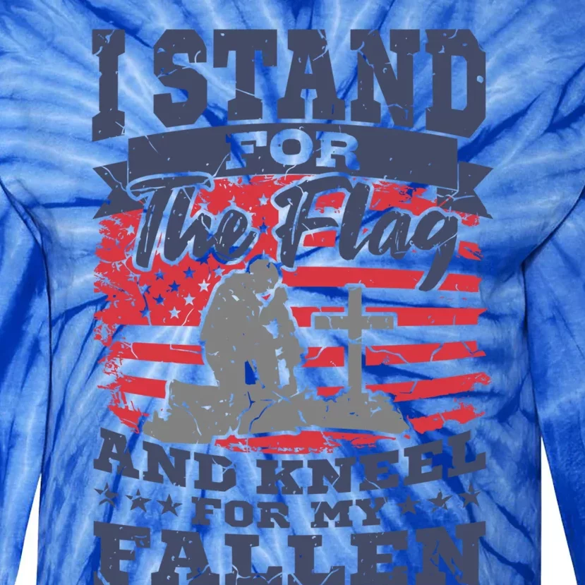 Veterans Day American Military Soldier I Stand For The Flag Gift Tie-Dye Long Sleeve Shirt