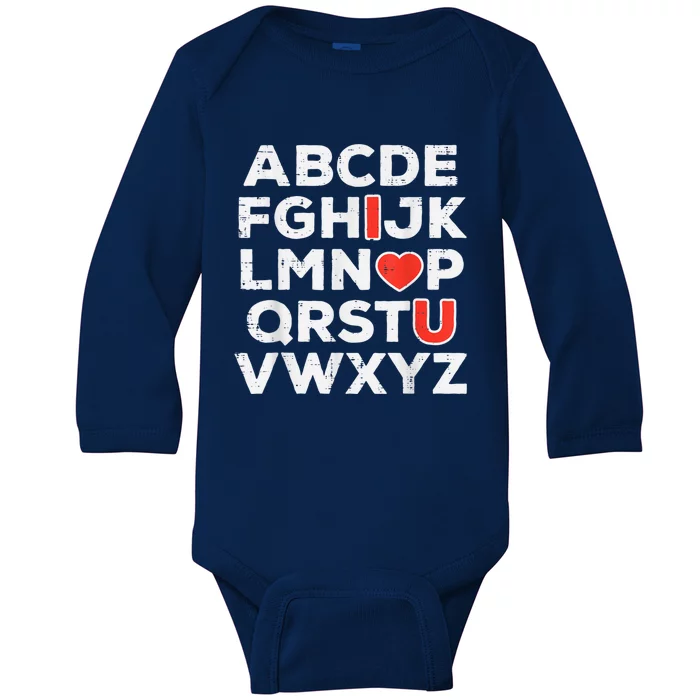 Valentines Day Alphabet ABC I Love You Teacher Baby Long Sleeve Bodysuit